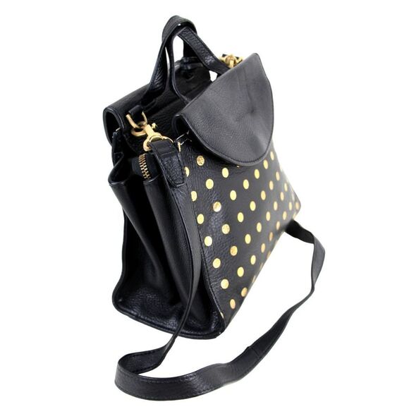 kate spade Saturday BLACK LEATHER POLKA DOT SHOULDER BAG XBODY SATCHEL PURSE - Picture 5 of 16